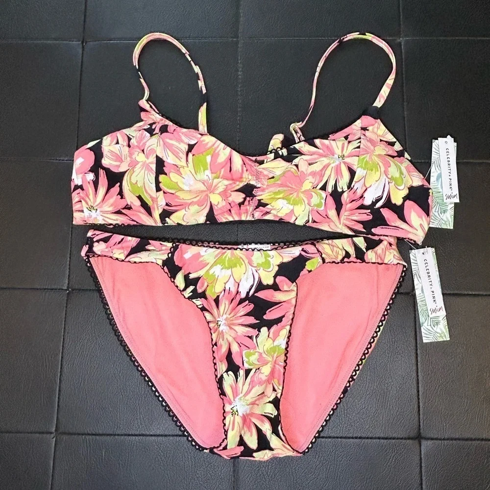 Celebrity Pink Juniors Floral Burst Bikini Set NWT